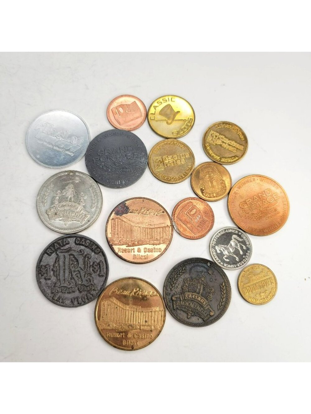 Vintage Gaming Casino Tokens Lot Variety of Metal Colors Hoffman Mint SC828